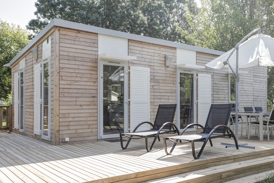 Mobil home Premium 40m² (2 chambres) + CLIM + terrasse couverte panoramique + TV